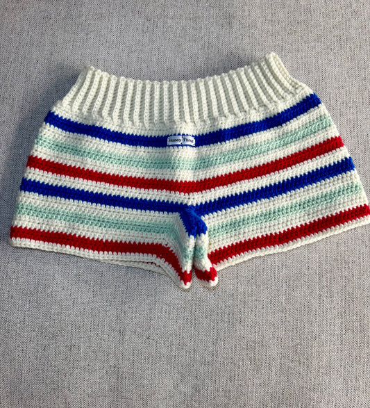 Striped Crochet Shorts