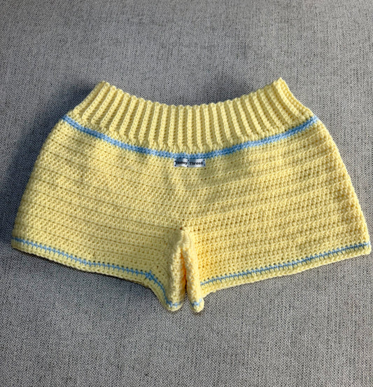 Soft Yellow Crochet Shorts